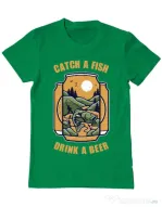 Tricou ADLER barbat Catch a fish Verde mediu