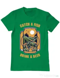 Tricou ADLER barbat Catch a fish Verde mediu