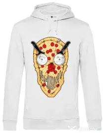 Hoodie barbat cu gluga Pizza skull Alb