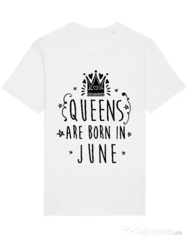Tricou STANLEY STELLA barbat Queens are born in June Alb