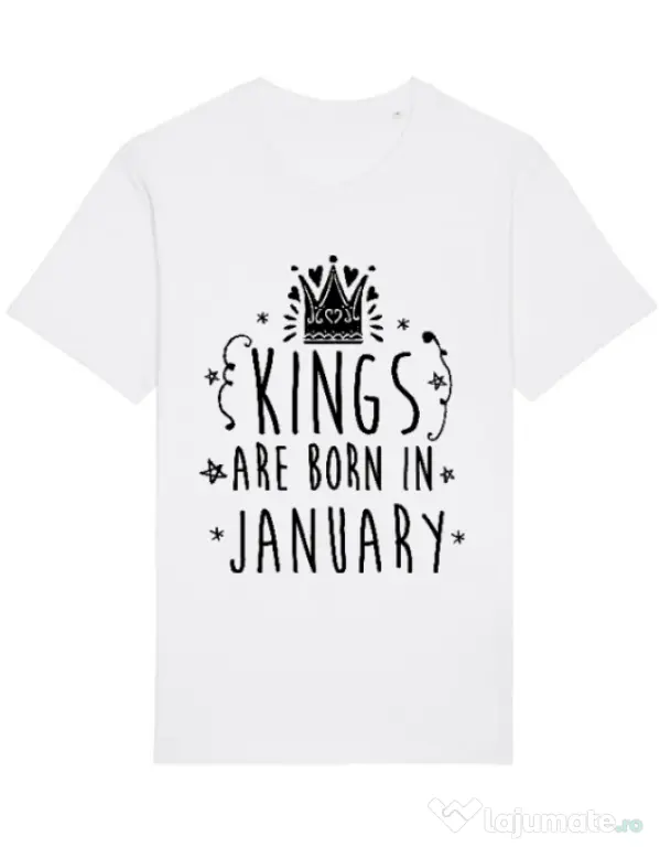 Tricou STANLEY STELLA barbat Kings are born in January Alb