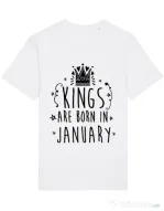 Tricou STANLEY STELLA barbat Kings are born in January Alb