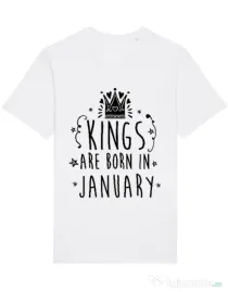 Tricou STANLEY STELLA barbat Kings are born in January Alb