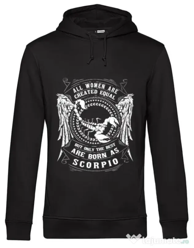 Hoodie barbat cu gluga The best women are born as Scorpio Negru