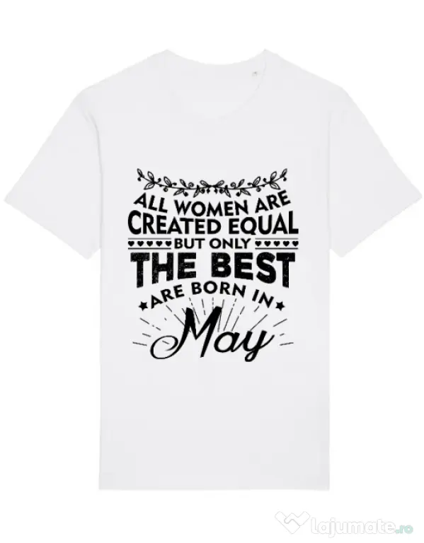 Tricou STANLEY STELLA barbat The best women are born in May Alb