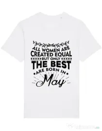 Tricou STANLEY STELLA barbat The best women are born in May Alb