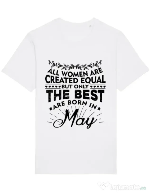 Tricou STANLEY STELLA barbat The best women are born in May Alb