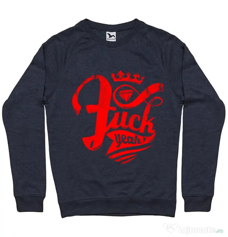Bluza ADLER barbat Fuck yeah Denim inchis