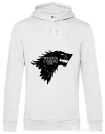 Hoodie barbat cu gluga Winter is coming Stark Alb
