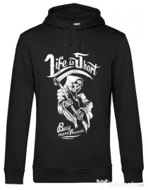 Hoodie barbat cu gluga Life is short Negru