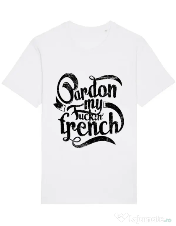 Tricou STANLEY STELLA barbat Pardon my fucking french Alb