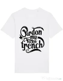 Tricou STANLEY STELLA barbat Pardon my fucking french Alb
