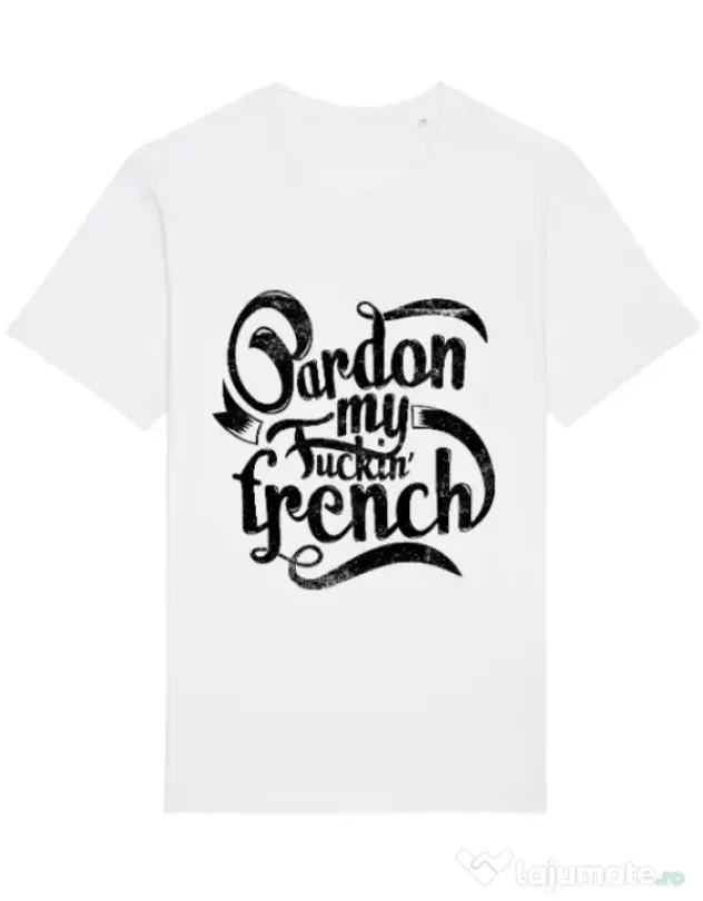 Tricou STANLEY STELLA barbat Pardon my fucking french Alb