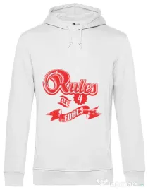 Hoodie barbat cu gluga Rules are for fools Alb
