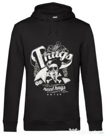 Hoodie barbat cu gluga Thugs need hugs Negru