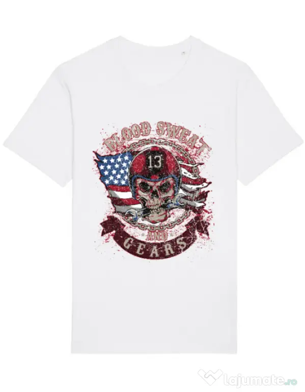 Tricou STANLEY STELLA barbat Blood sweat and gears Alb