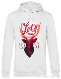 Hoodie barbat cu gluga Lets get lost Alb
