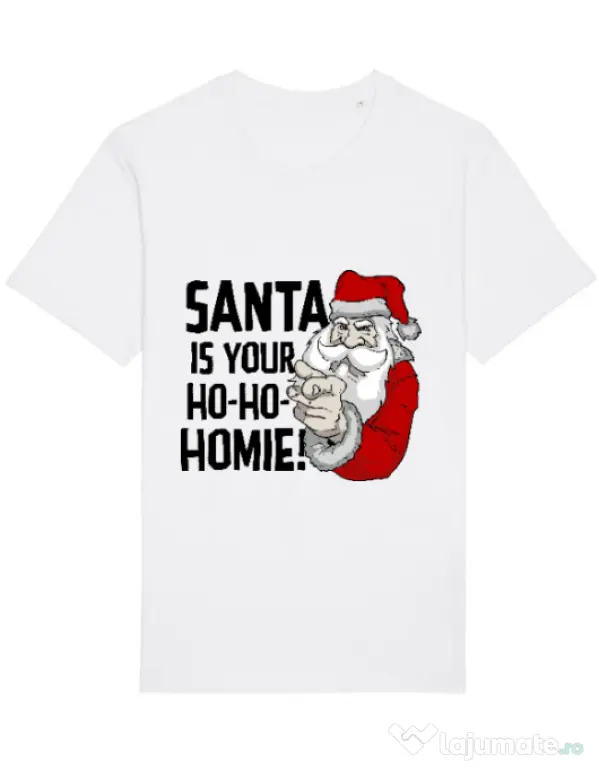 Tricou STANLEY STELLA barbat Santa is your homie Alb