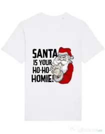 Tricou STANLEY STELLA barbat Santa is your homie Alb