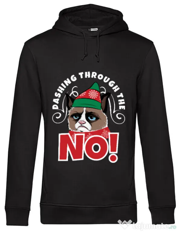Hoodie barbat cu gluga Dashing through the no Negru