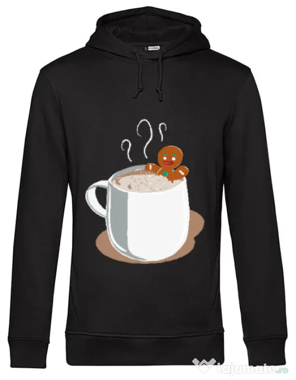Hoodie barbat cu gluga Gingerbread man Negru