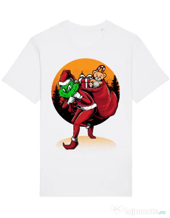 Tricou STANLEY STELLA barbat Grinch stole Christmas Alb