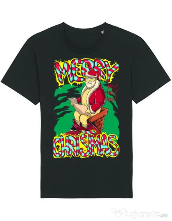 Tricou STANLEY STELLA barbat Naughty Santa Negru