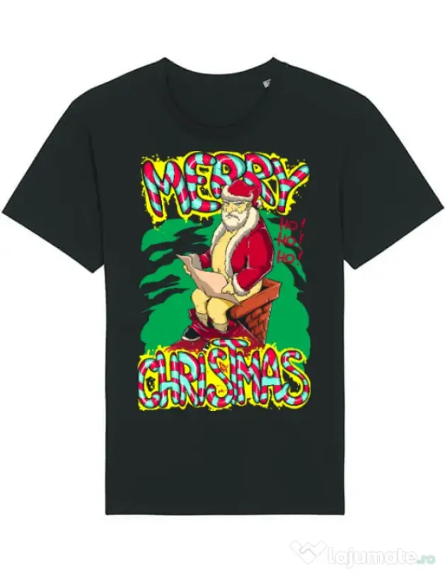 Tricou STANLEY STELLA barbat Naughty Santa Negru
