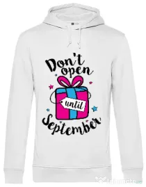 Hoodie barbat cu gluga Dont open until September Alb