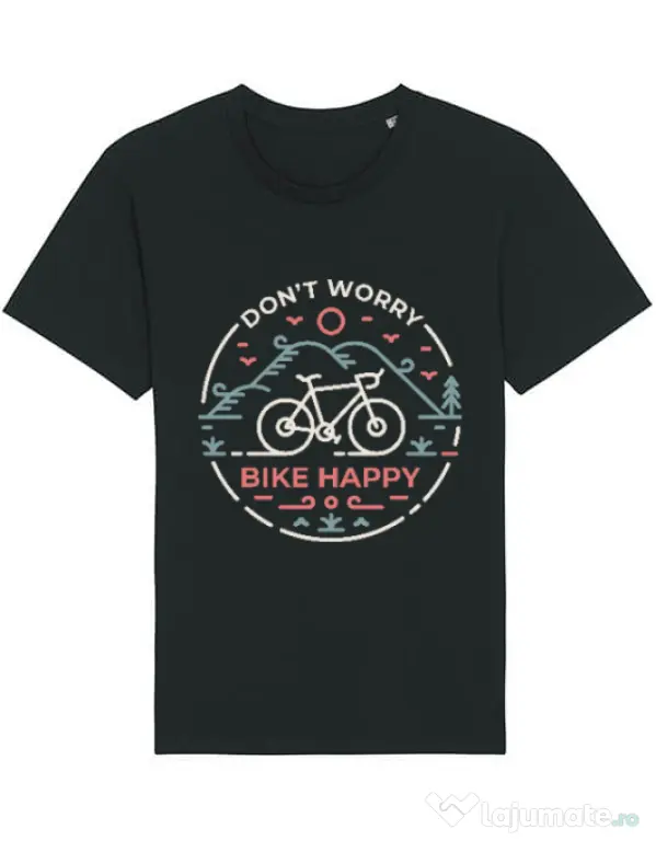 Tricou STANLEY STELLA barbat Don't worry bike happy Negru