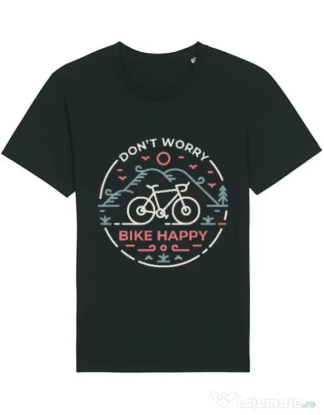 Tricou STANLEY STELLA barbat Don't worry bike happy Negru