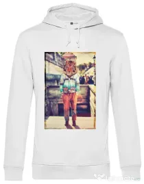 Hoodie barbat cu gluga Tiger head Alb