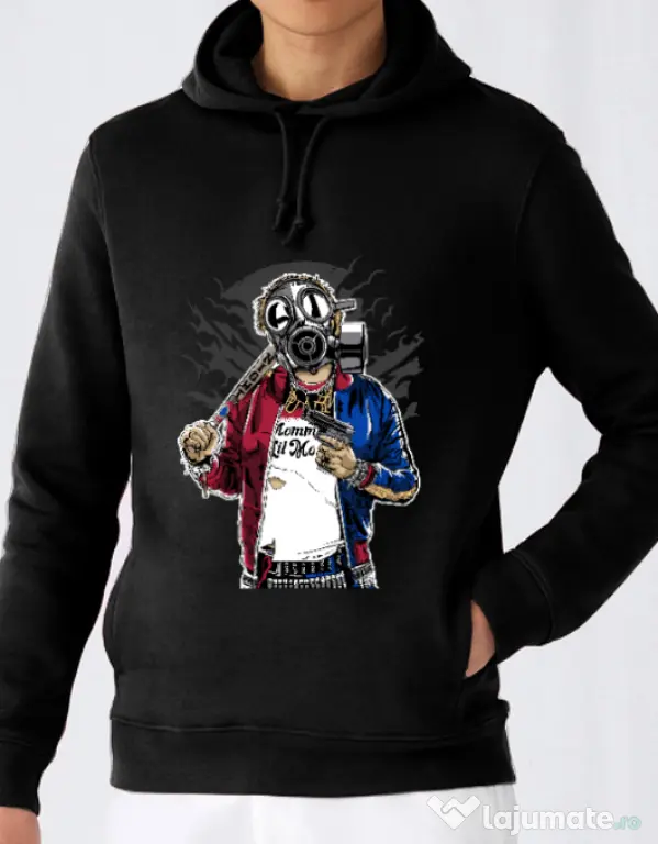 Hoodie barbat cu gluga Suicide gas mask Negru