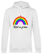 Hoodie barbat cu gluga Totul va fi bine Alb