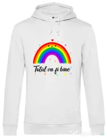 Hoodie barbat cu gluga Totul va fi bine Alb