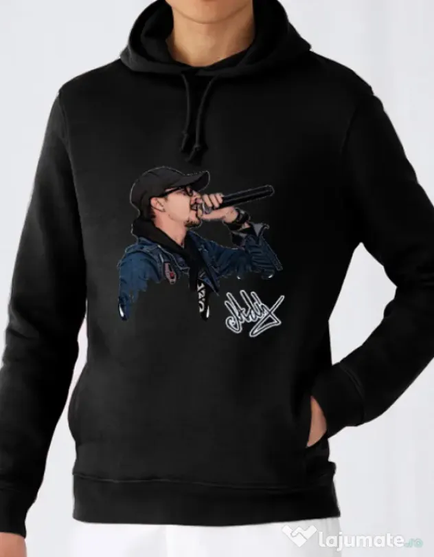 Hoodie barbat cu gluga Adi Morosanu FAMILIA Negru