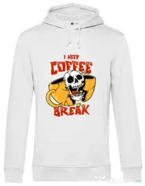 Hoodie barbat cu gluga Coffee break Alb
