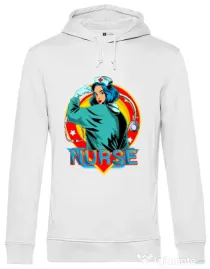 Hoodie barbat cu gluga Strong nurse Alb