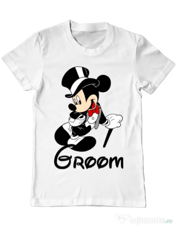 Tricou Mire ADLER Groom Mickey Alb