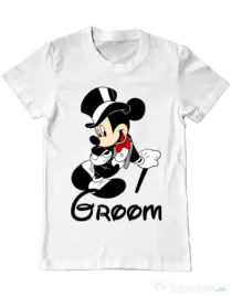 Tricou Mire ADLER Groom Mickey Alb