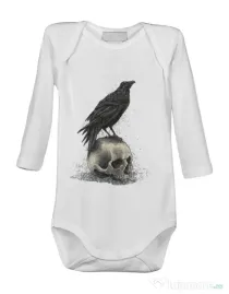 Baby body Crow skull Alb