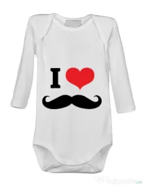 Baby body I love moustaches Alb