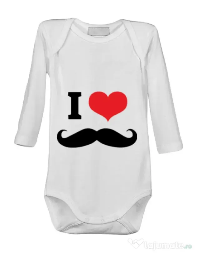 Baby body I love moustaches Alb