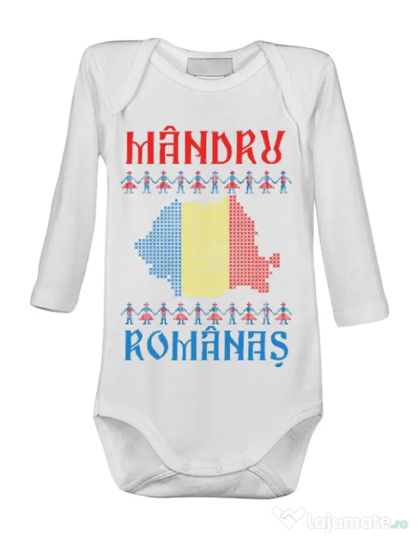 Baby body Mandru romanas Alb