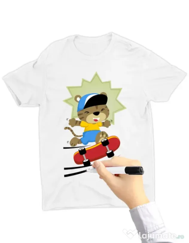 Tricou de colorat Cat on skate