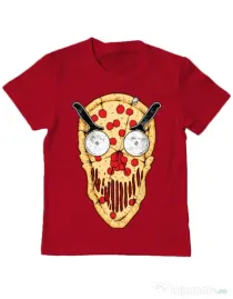 Tricou ADLER copil Pizza skull Rosu