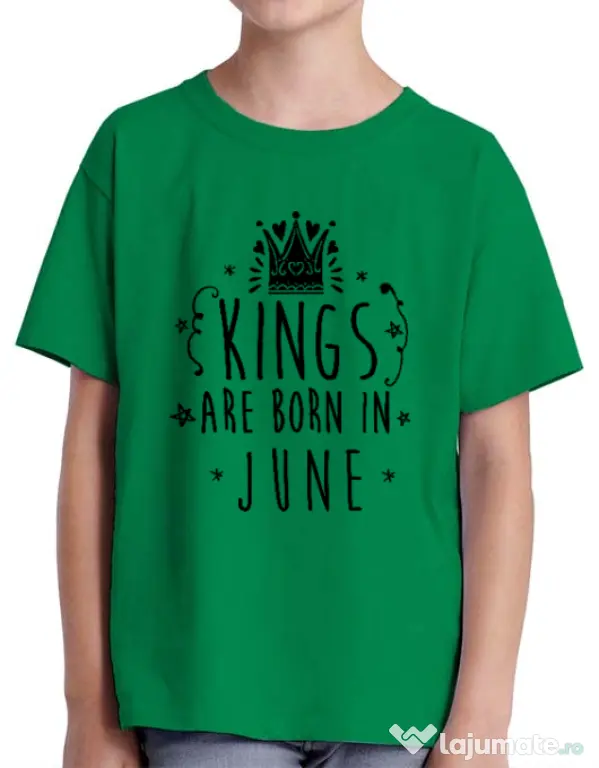 Tricou ADLER copil Kings are born in June Verde mediu
