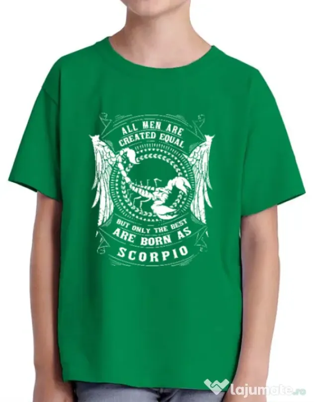 Tricou ADLER copil The best men are born as Scorpio Verde mediu