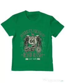 Tricou ADLER copil Highway 66 Verde mediu
