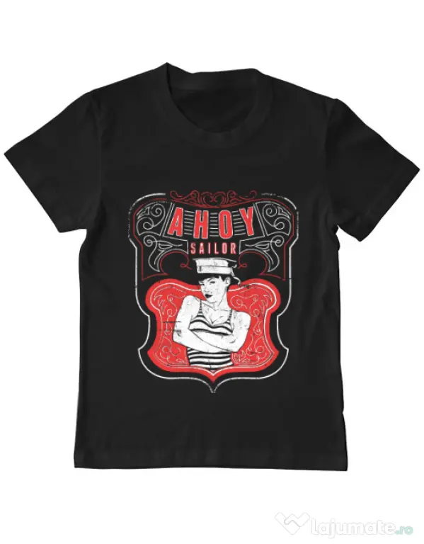 Tricou ADLER copil Ahoy sailor Negru